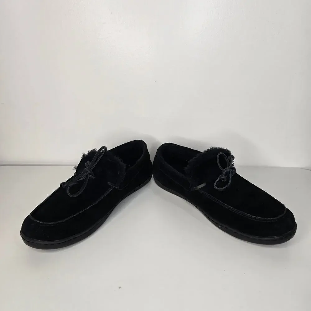 Vionic Irving Adler Moccasin Slipper Men's Size 11  Black Suede Slippers ​